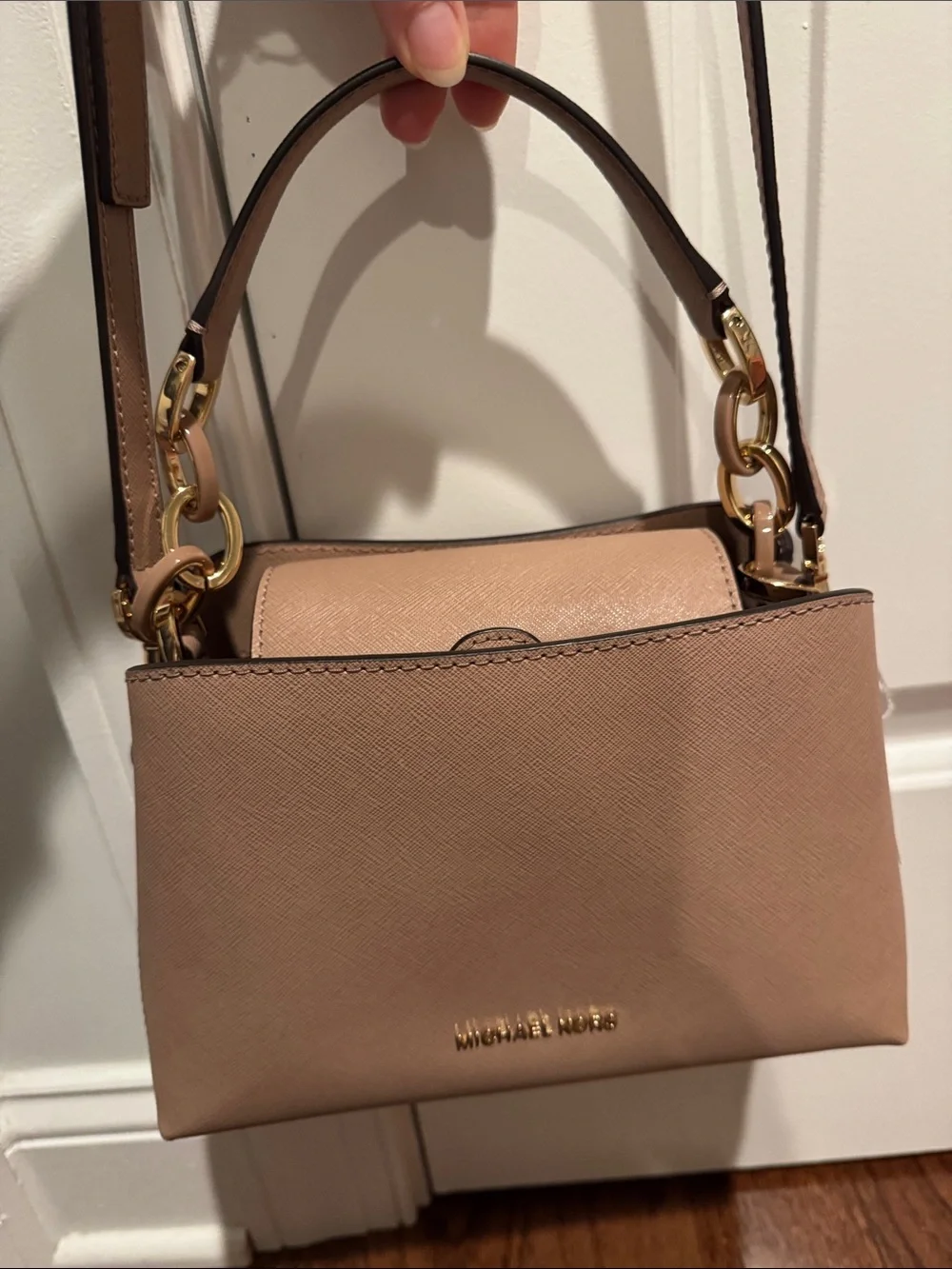 LIKE NEW Michael Kors Portia Blush/Tan Saffiano Leather Crossbody